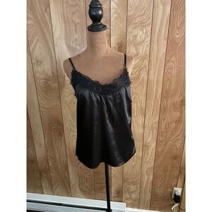 Astrologie Womens Black Satin Lace Trim Camisole Top Size S Adjustable Straps